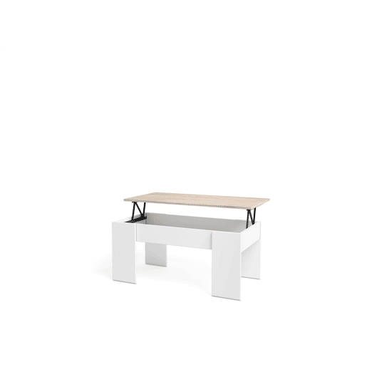 Mesa de centro elevável LOW cor branco e madeira Mesa de centro elevável LOW cor branco e madeira