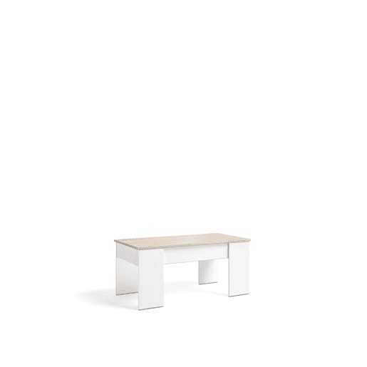 Mesa de centro elevável LOW cor branco e madeira Mesa de centro elevável LOW cor branco e madeira