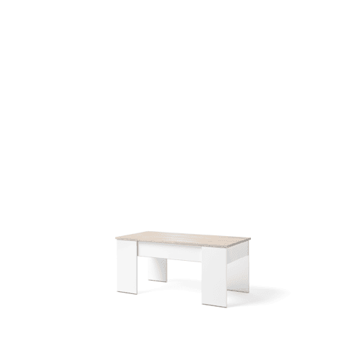 Mesa de centro elevável LOW cor branco e madeira Mesa de centro elevável LOW cor branco e madeira