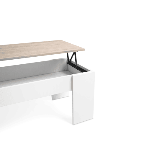 Mesa de centro elevável LOW cor branco e madeira Mesa de centro elevável LOW cor branco e madeira