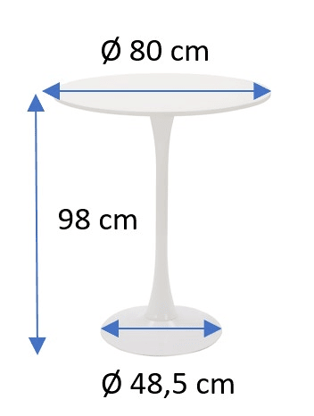 Mesa de cozinha fixa LIDIA 80x98x80cm branca