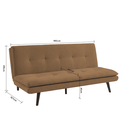 Sofá cama 3 lugares BIBU cor terracota