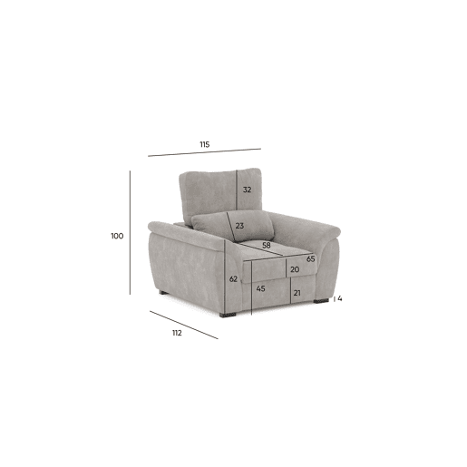 Cadeirão decorativo BENSON cor cinza claro Cadeirão decorativo BENSON cor cinza claro