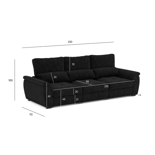 Sofá 4 lugares BENSON cor preto Sofá 4 lugares BENSON cor preto