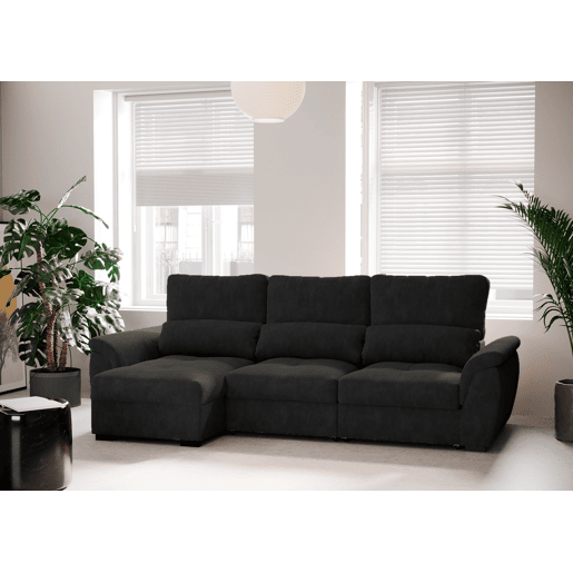 Chaise longue de 4 lugares reversível em cama BENSON cinza escuro