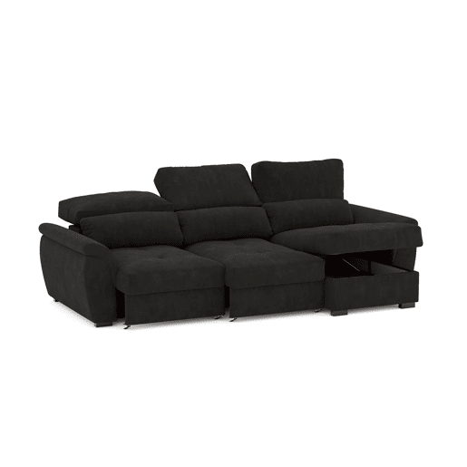Chaise longue de 4 lugares reversível em cama BENSON cinza escuro