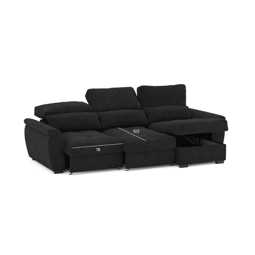 Chaise longue de 4 lugares reversível em cama BENSON cinza escuro