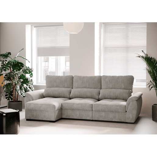 Chaise longue de 4 lugares reversível em cama BENSON cinza claro