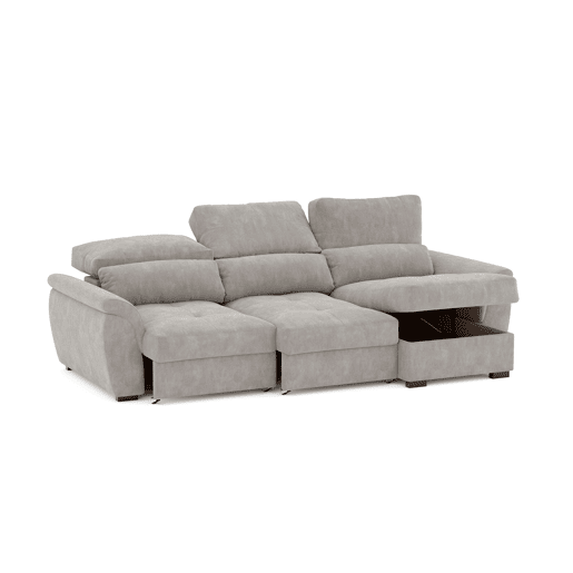 Chaise longue de 4 lugares reversível em cama BENSON cinza claro