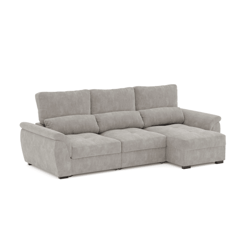 Chaise longue de 4 lugares reversível em cama BENSON cinza claro