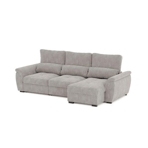 Chaise longue de 4 lugares reversível em cama BENSON cinza claro
