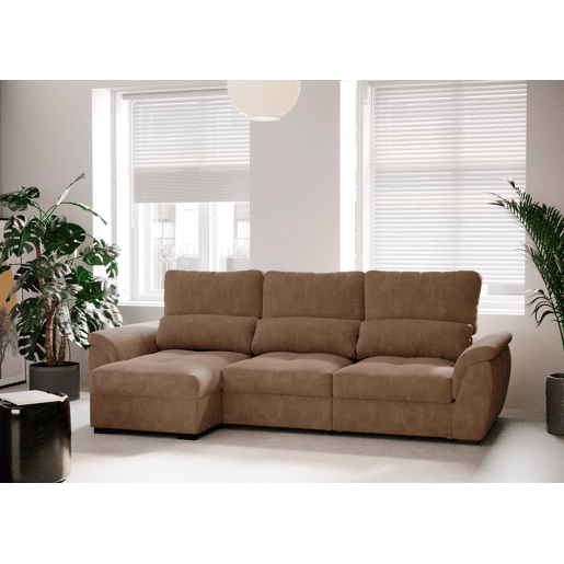 Chaise longue de 4 lugares reversível em cama BENSON cor camel