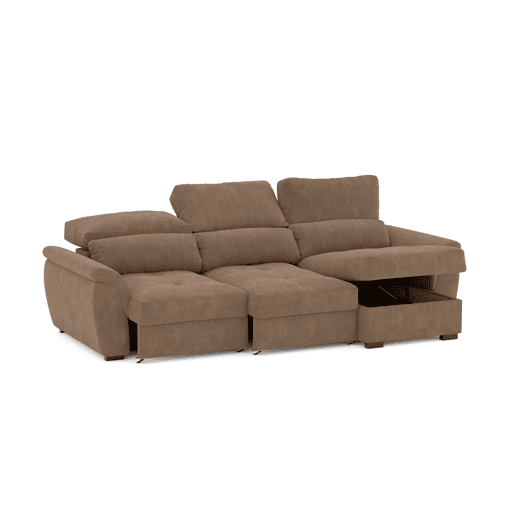 Chaise longue de 4 lugares reversível em cama BENSON cor camel