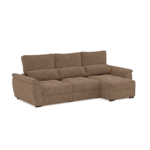 Chaise longue de 4 lugares reversível em cama BENSON cor camel