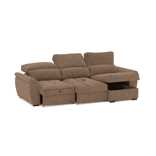 Chaise longue de 4 lugares reversível em cama BENSON cor camel