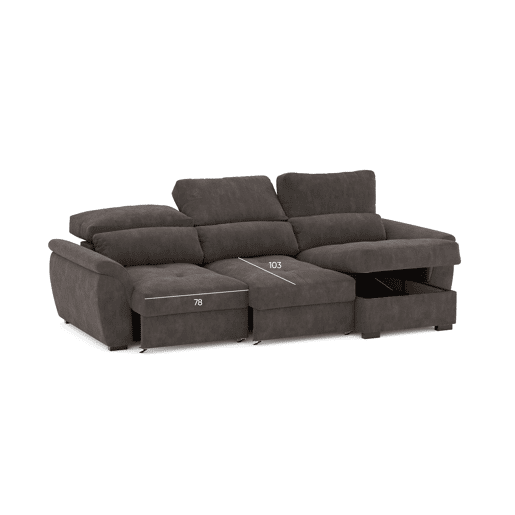 Chaise longue de 4 lugares reversível em cama BENSON cor vison