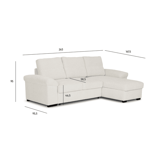 Chaise longue reversível de 4 lugares com cama ERIC cor bege