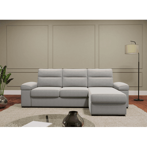 Chaise longue reversível de 4 lugares com cama ERIC cinza claro