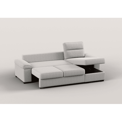 Chaise longue reversível de 4 lugares com cama ERIC cinza claro