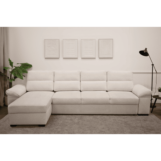 Chaise longue XL de 5 lugares reversível em cama ERIC cor bege