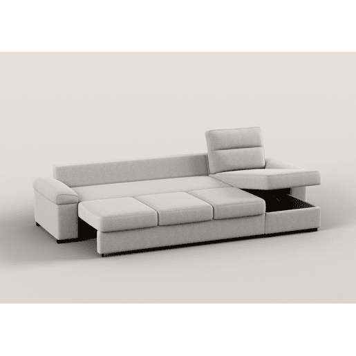 Chaise longue XL de 5 lugares reversível em cama ERIC cinza claro