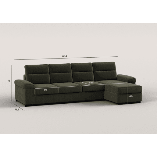 Chaise longue XL de 5 lugares reversível em cama ERIC cor verde