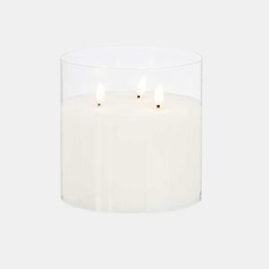 Vela LED 3 luzes pote de vidro 15cm