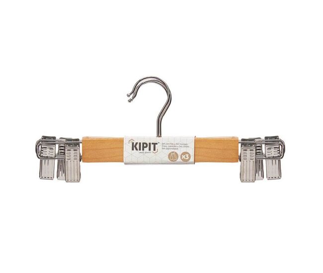 Pack 3 perchas pinza falda madera - conforama