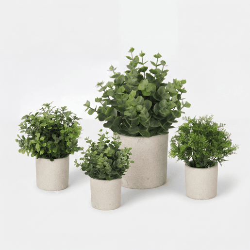 Planta floral VERDE em vaso de cimento 21cm sortidas