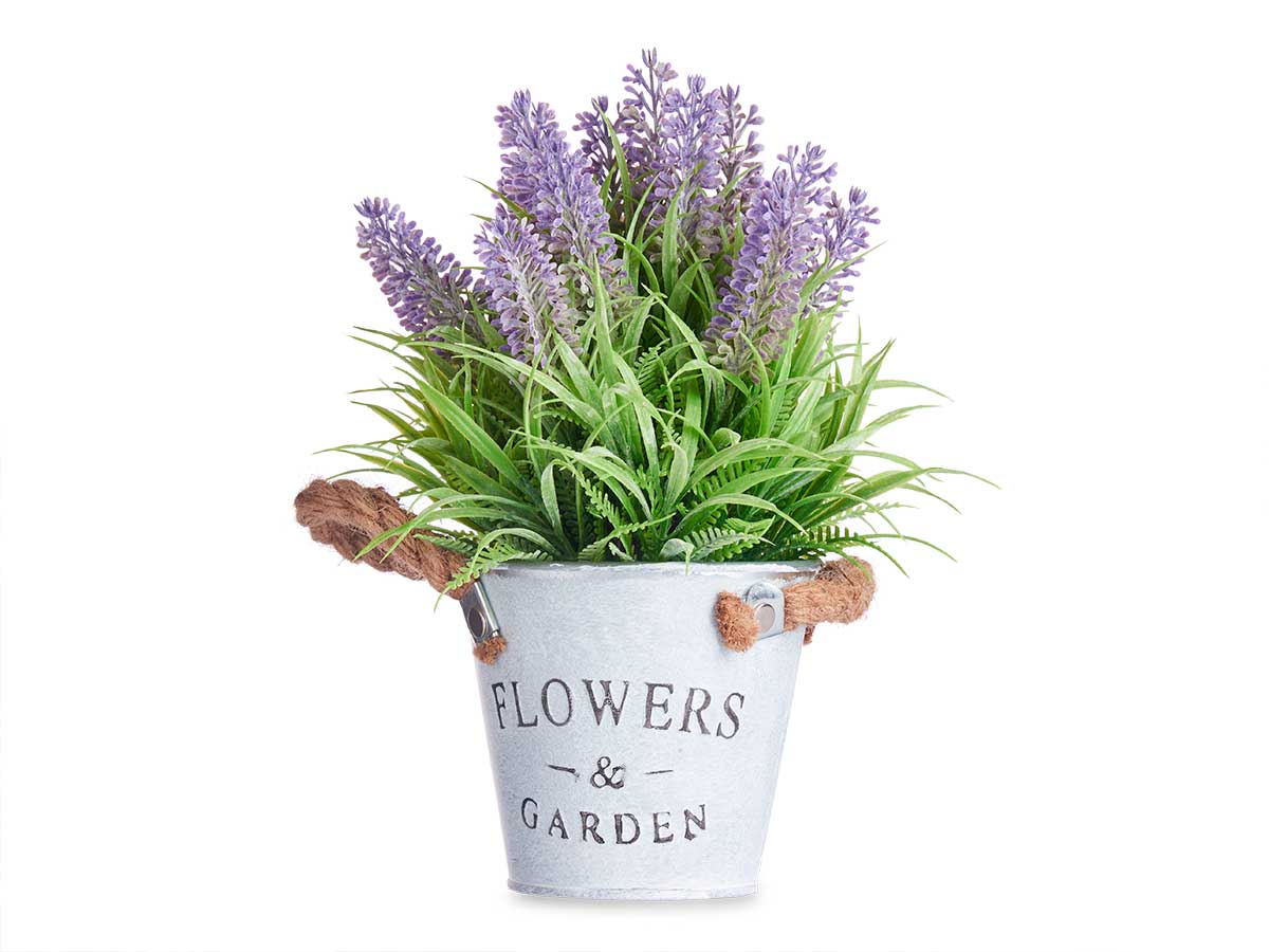 Planta floral LAVANDA en bote de metal 26cm 