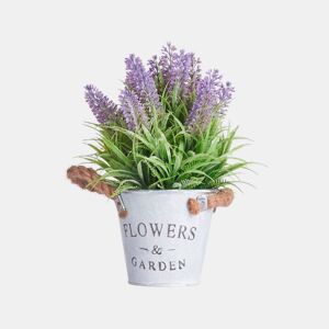 Planta floral LAVANDA em frasco de metal 26cm