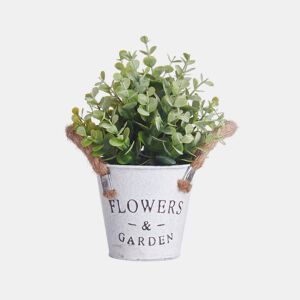 Planta floral VERDE em frasco de metal 26cm sortido