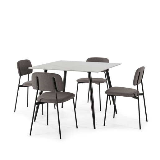 Conjunto SQUARE 1 mesa e 4 cadeiras em cerĂ¢mica e cinzento Conjunto SQUARE 1 mesa e 4 cadeiras em cerĂ¢mica e cinzento