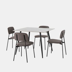 Conjunto SQUARE 1 mesa e 4 cadeiras em cerâmica e cinzento