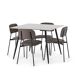 Set de 1 mesa y 4 sillas cerámica y gris SQUARE Set de 1 mesa y 4 sillas cerámica y gris SQUARE Blanco/ Gris