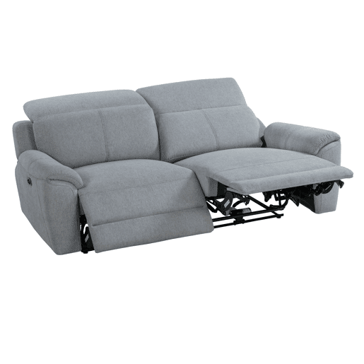Sofá relax JAXON 3 lugares e 2 assentos relax elétricos cinzento