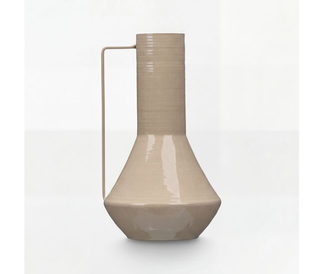 Jarrón conico metal 29cm beige - conforama