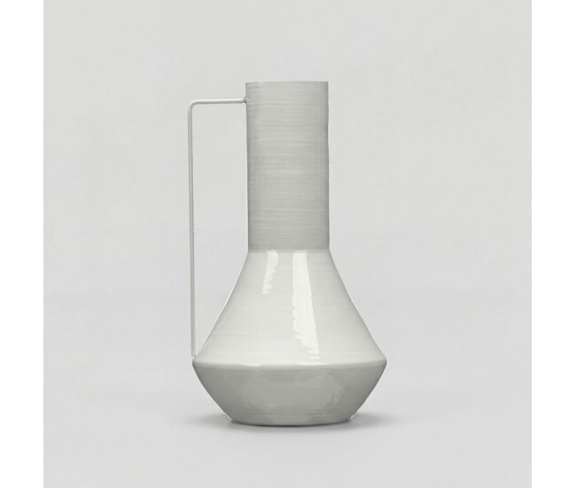 Jarrón conico metal 29cm gris claro - conforama