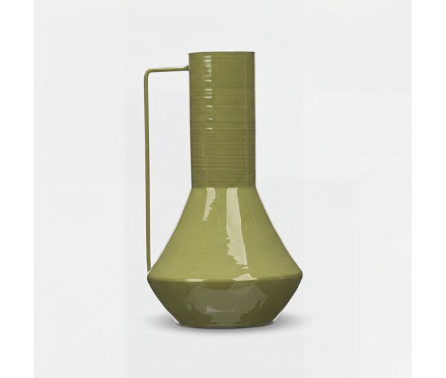Jarrón conico metal 29cm verde - conforama