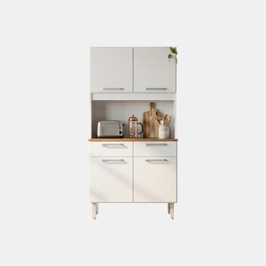 Buffet SAFRA 4 portas e 2 gavetas branco e madeira