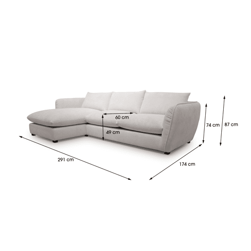 Chaise longue esquerda CLEMENCE II cor bege