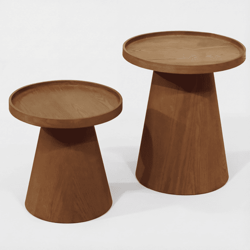 Conjunto de 2 mini mesas KILIAN madeira natural marca ECOANYA Conjunto de 2 mini mesas KILIAN madeira natural marca ECOANYA