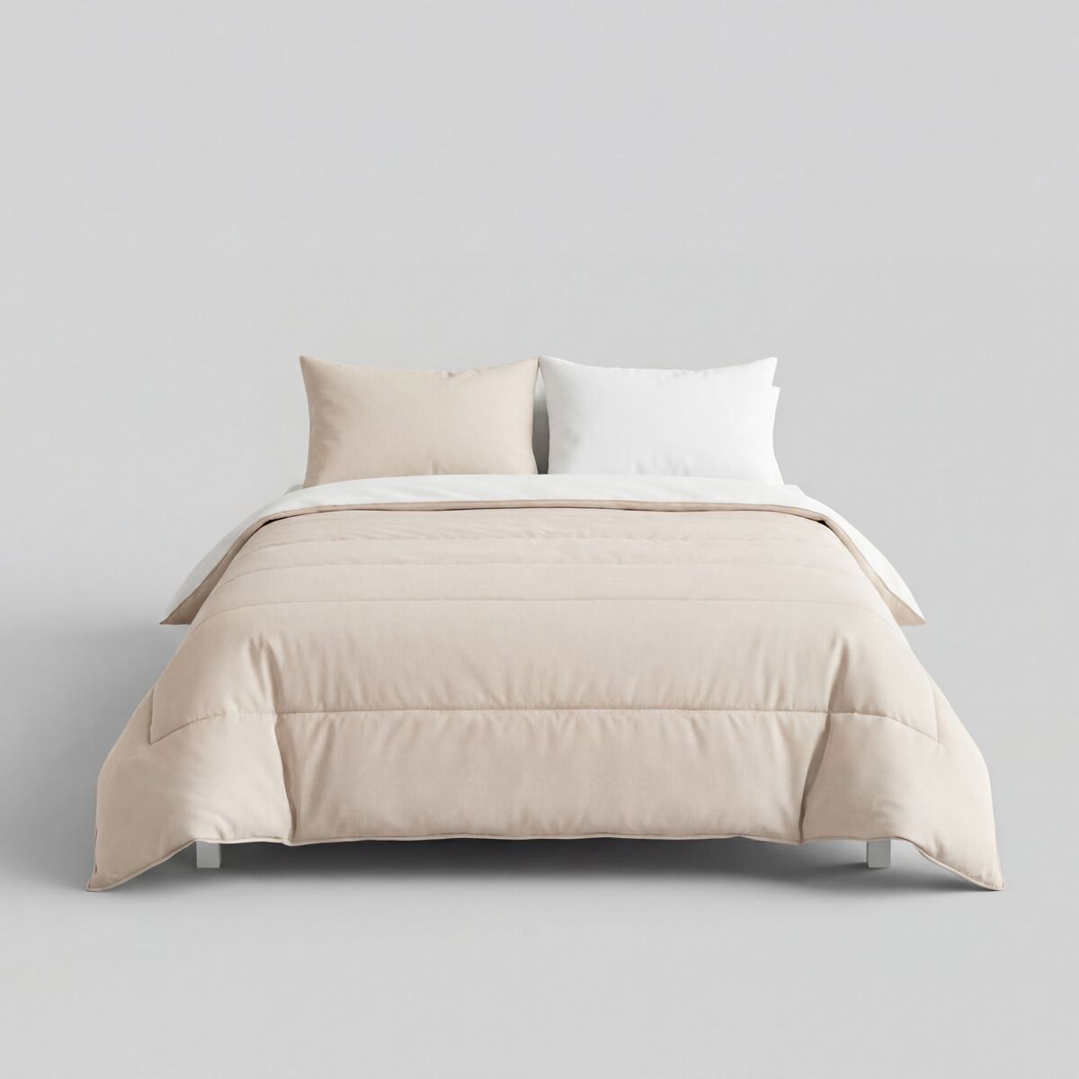 Edredón bicolor poliéster cama 180cm beige marca somnalis