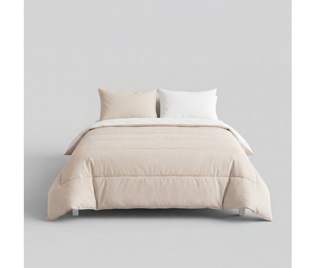 Edredón bicolor poliéster cama 180cm beige marca somnalis