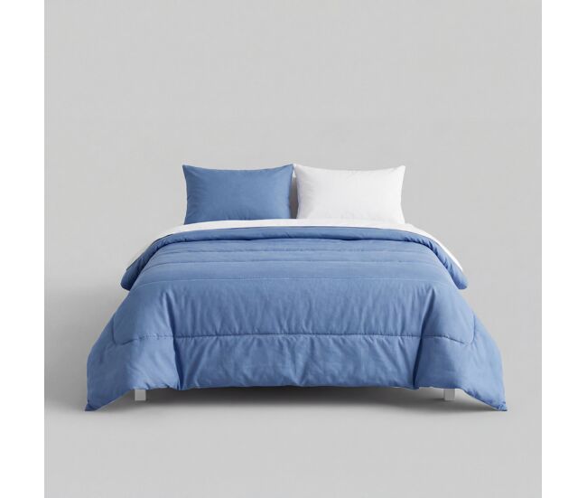 Edredón bicolor poliéster cama 180cm azul marca somnalis
