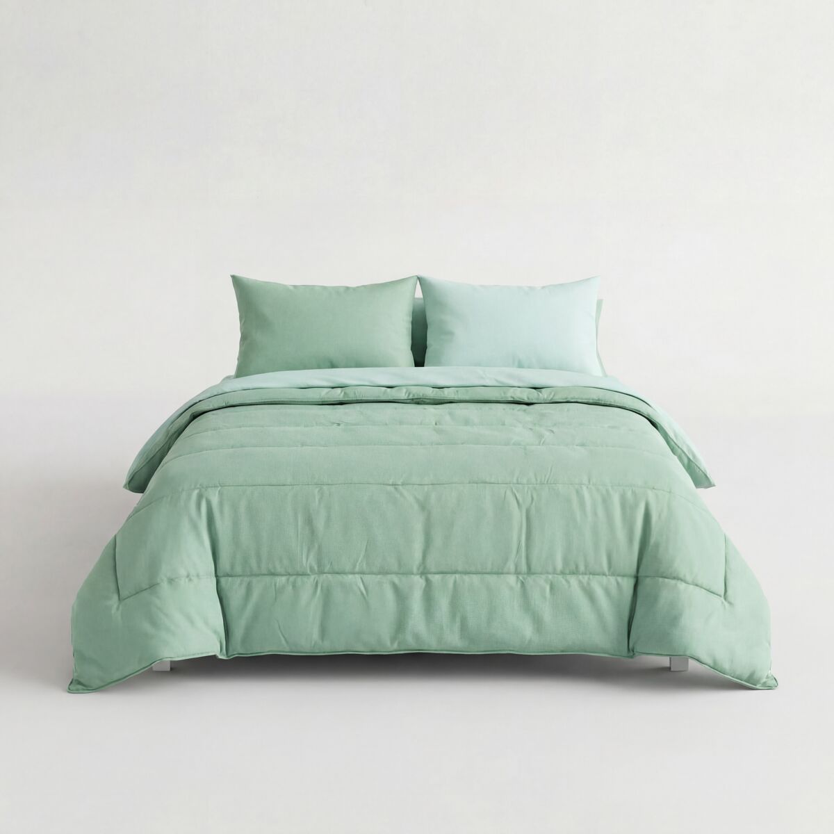 Edredón bicolor poliéster cama 90cm verde marca somnalis