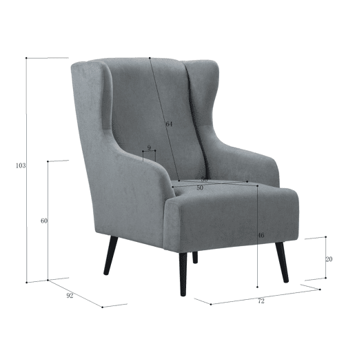 Cadeirão decorativo STAN cor cinza Cadeirão decorativo STAN cor cinza