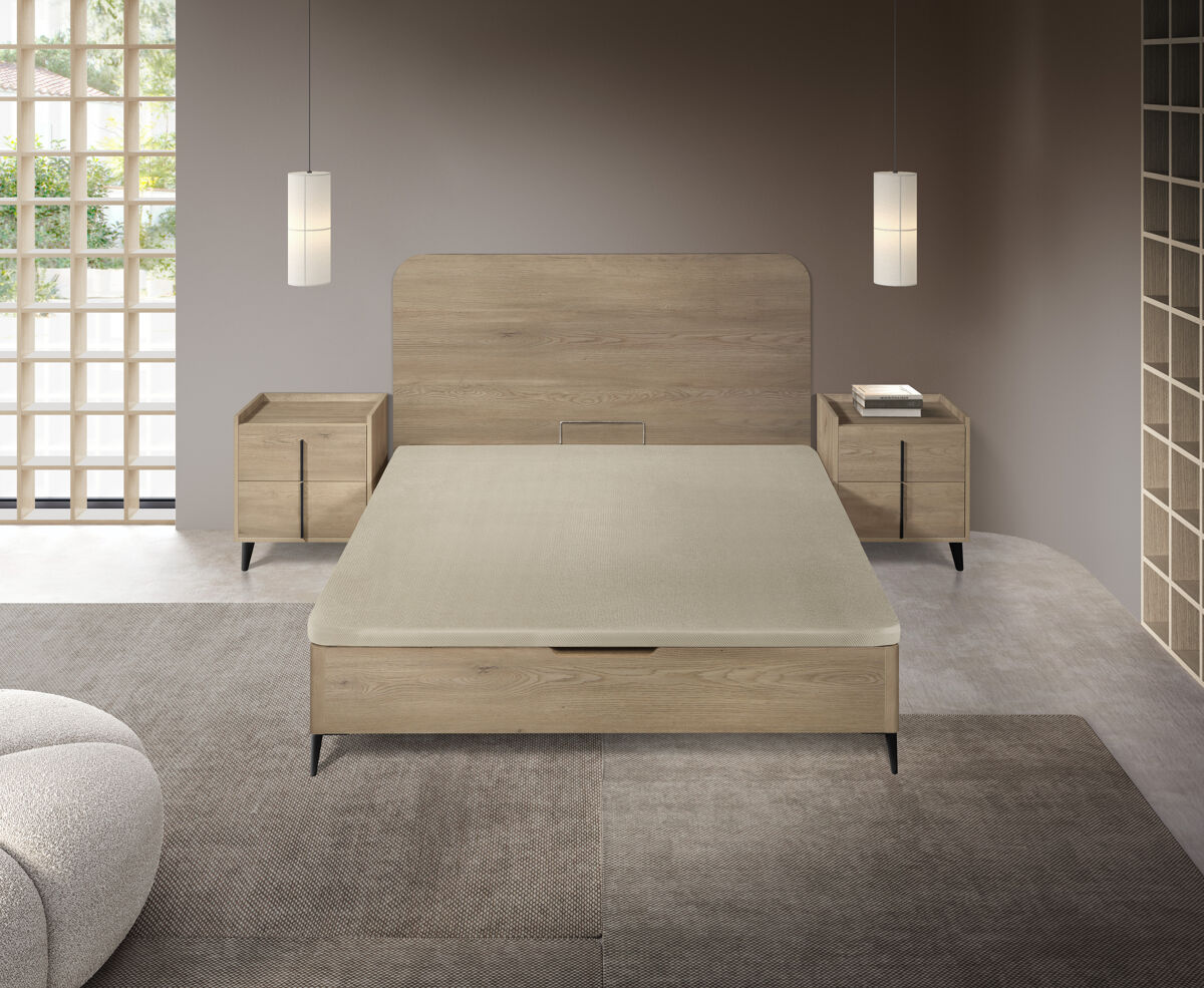 Capapé de madera 160x200cm nut moma hilding