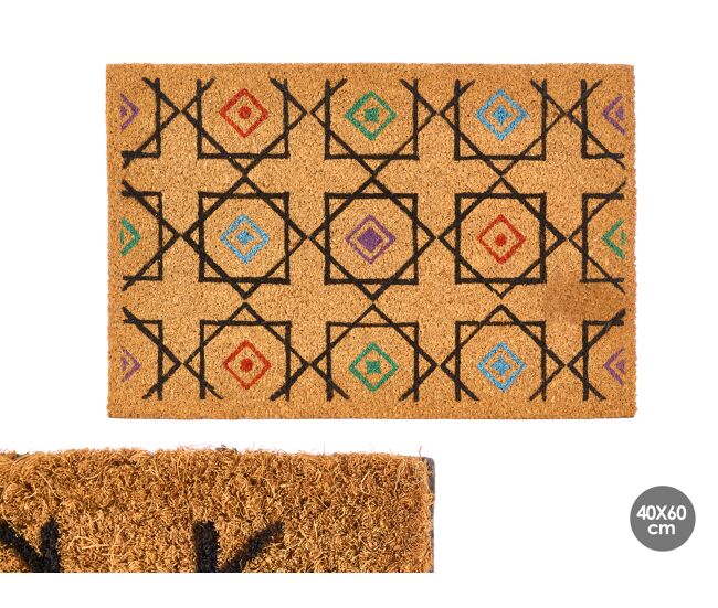 Felpudo fibra de coco 40x60cm geometrico - conforama