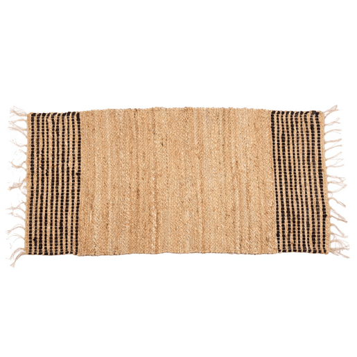 Tapete YUTE 70x140cm preto natural com riscas